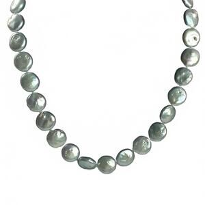 Sterling Silver Freshwater Coin Pearls Beaded Strand Earrings & Necklace